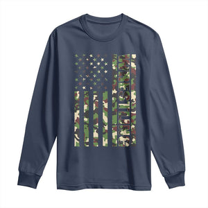 Wrestling American Flag Camo Wrestler Long Sleeve Shirt TS10 Navy Print Your Wear