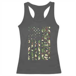 Wrestling American Flag Camo Wrestler Racerback Tank Top TS10 Dark Heather Print Your Wear