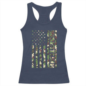 Wrestling American Flag Camo Wrestler Racerback Tank Top TS10 Navy Print Your Wear