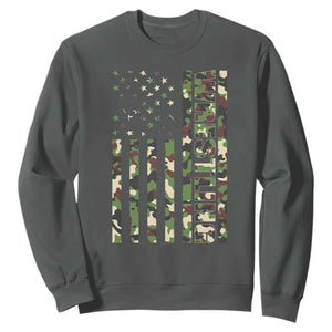 Wrestling American Flag Camo Wrestler Sweatshirt TS10 Dark Heather Print Your Wear