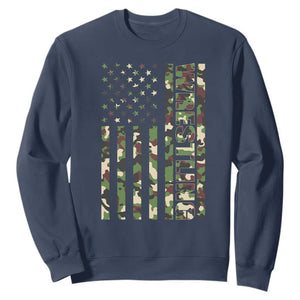 Wrestling American Flag Camo Wrestler Sweatshirt TS10 Navy Print Your Wear