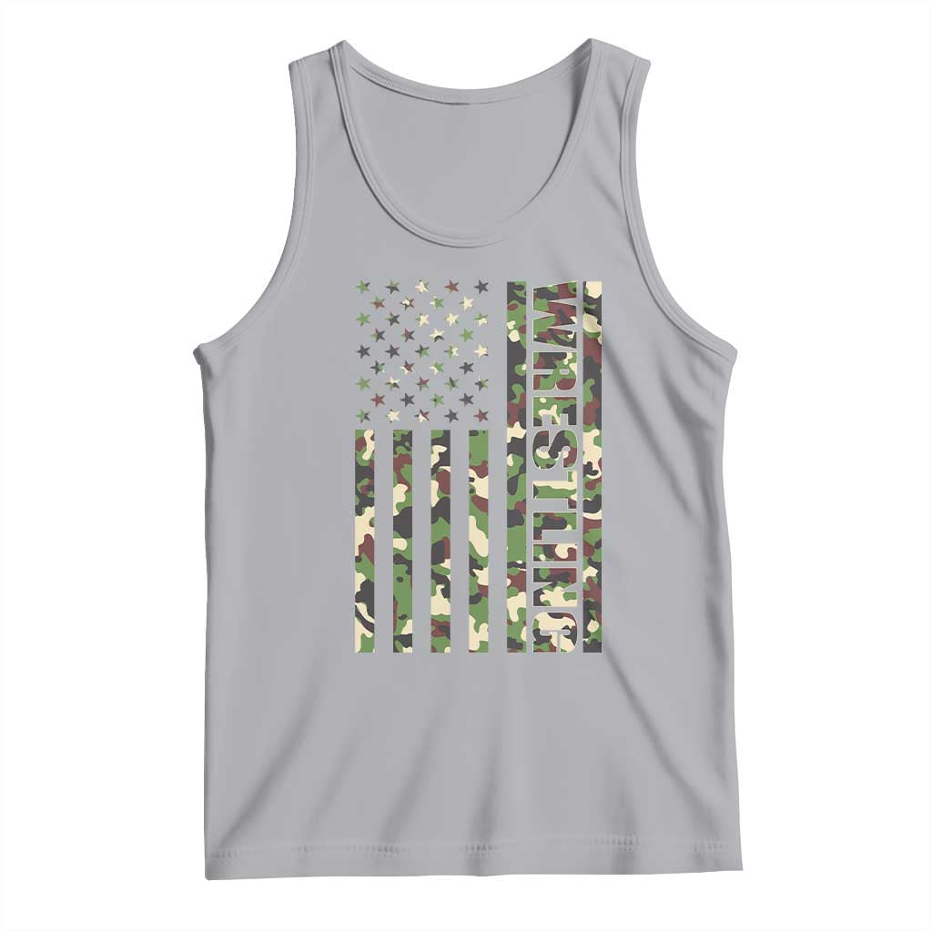 Wrestling American Flag Camo Wrestler Tank Top TS10 Athletic Heather Print Your Wear