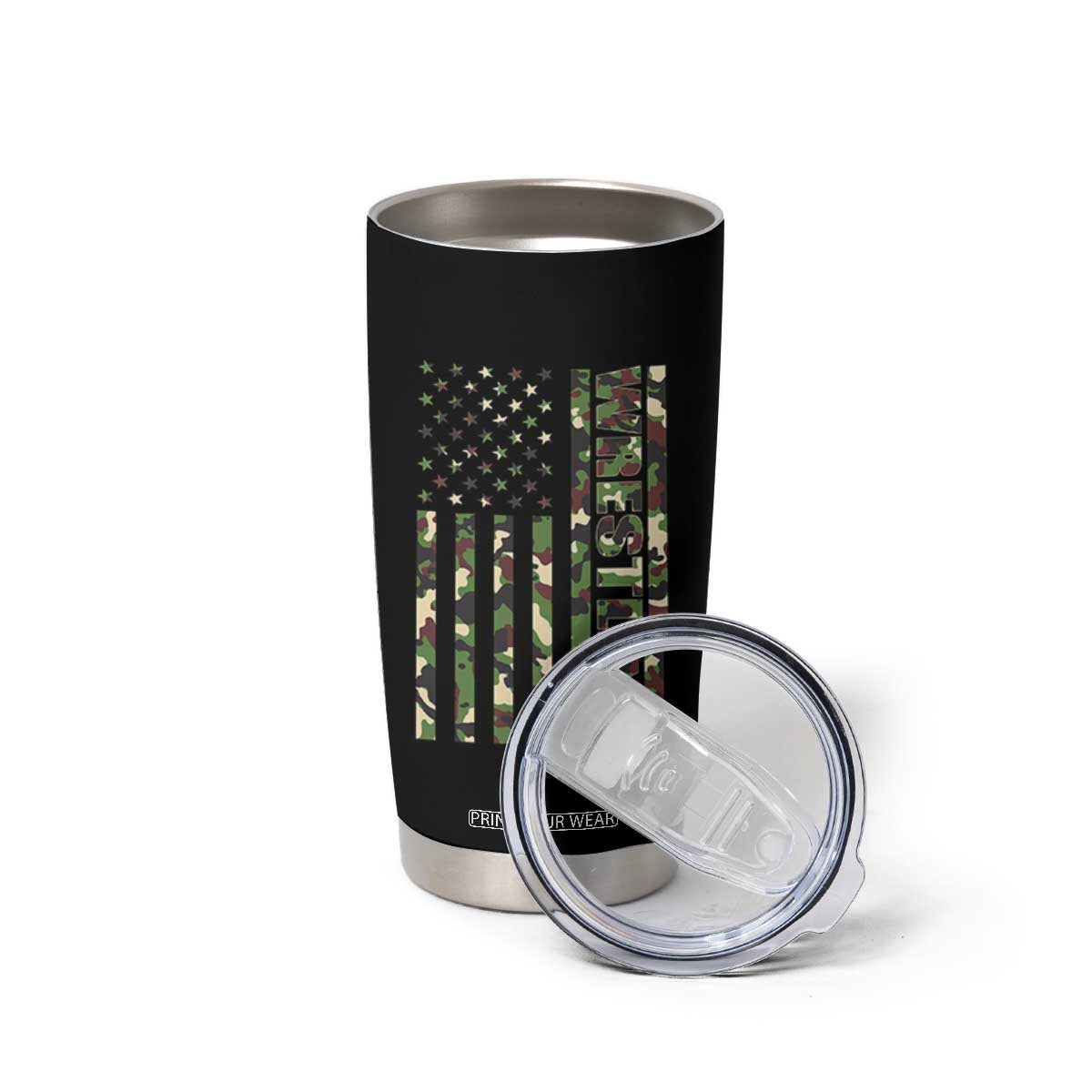 Wrestling American Flag Camo Wrestler Tumbler Cup TS10 Print Your Wear