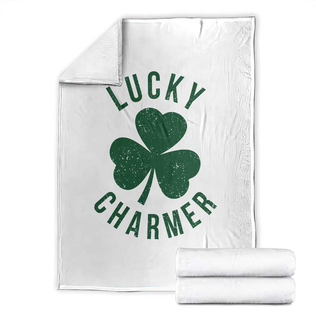 Funny Irish St Patricks Day Shamrock Throw Blanket Lucky Charmer TS10 White Print Your Wear