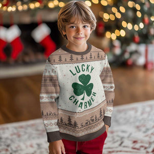 Funny Irish St Patricks Day Shamrock Ugly Christmas Sweater Lucky Charmer TS10 Mocha Mousse Print Your Wear