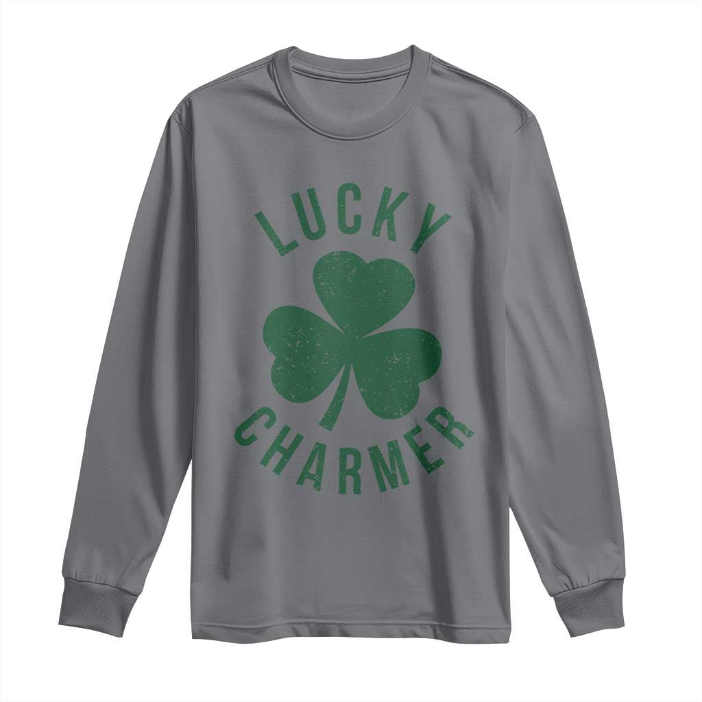 Funny Irish St Patricks Day Shamrock Long Sleeve Shirt Lucky Charmer TS10 Charcoal Print Your Wear