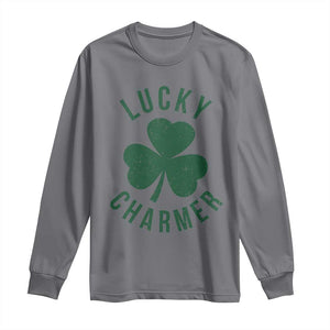 Funny Irish St Patricks Day Shamrock Long Sleeve Shirt Lucky Charmer TS10 Charcoal Print Your Wear