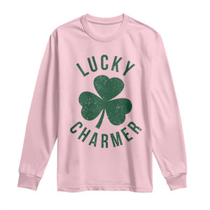 Funny Irish St Patricks Day Shamrock Long Sleeve Shirt Lucky Charmer TS10 Light Pink Print Your Wear