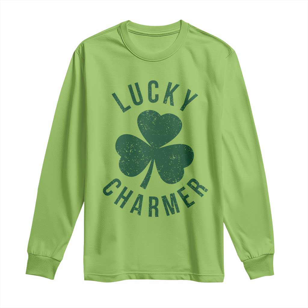 Funny Irish St Patricks Day Shamrock Long Sleeve Shirt Lucky Charmer TS10 Lime Print Your Wear