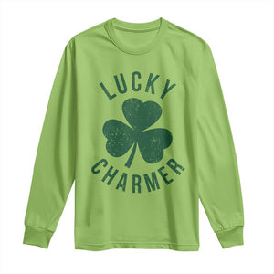 Funny Irish St Patricks Day Shamrock Long Sleeve Shirt Lucky Charmer TS10 Lime Print Your Wear