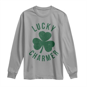 Funny Irish St Patricks Day Shamrock Long Sleeve Shirt Lucky Charmer TS10 Sport Gray Print Your Wear