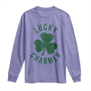 Funny Irish St Patricks Day Shamrock Long Sleeve Shirt Lucky Charmer TS10 Violet Print Your Wear