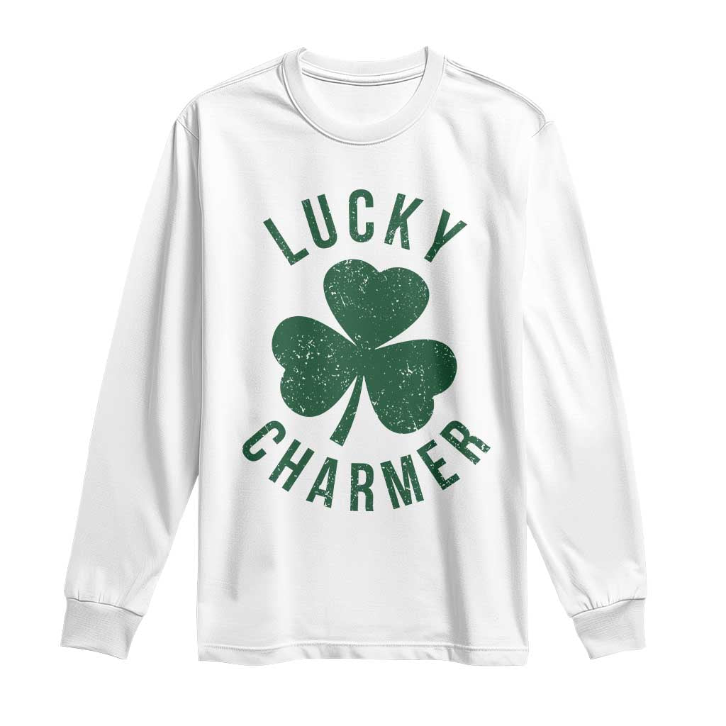 Funny Irish St Patricks Day Shamrock Long Sleeve Shirt Lucky Charmer TS10 White Print Your Wear