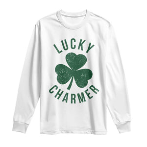Funny Irish St Patricks Day Shamrock Long Sleeve Shirt Lucky Charmer TS10 White Print Your Wear