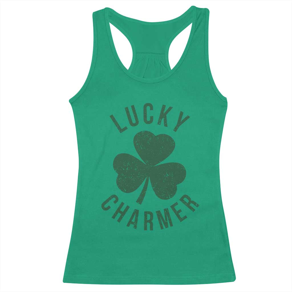 Funny Irish St Patricks Day Shamrock Racerback Tank Top Lucky Charmer TS10 Irish Green Print Your Wear