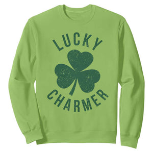 Funny Irish St Patricks Day Shamrock Sweatshirt Lucky Charmer TS10 Lime Print Your Wear