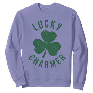 Funny Irish St Patricks Day Shamrock Sweatshirt Lucky Charmer TS10 Violet Print Your Wear