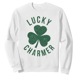 Funny Irish St Patricks Day Shamrock Sweatshirt Lucky Charmer TS10 White Print Your Wear