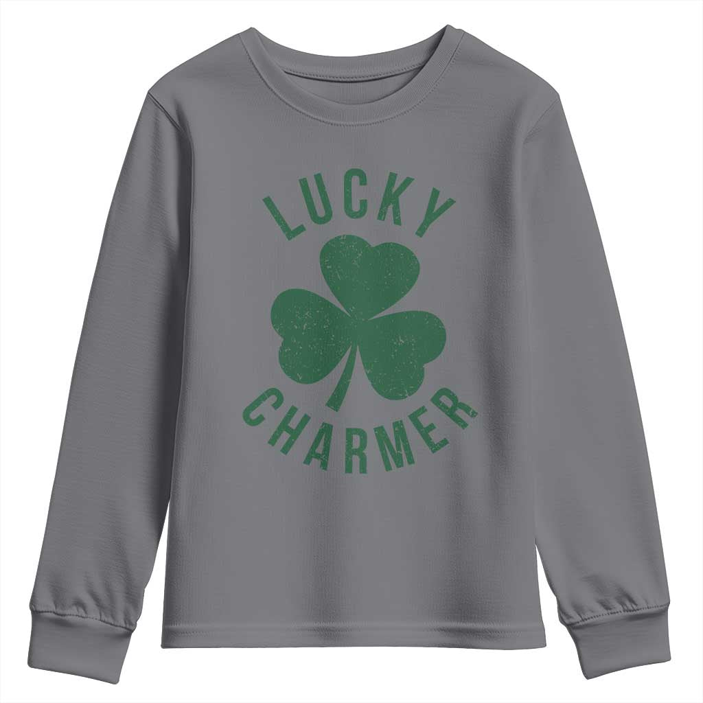 Funny Irish St Patricks Day Shamrock Youth Sweatshirt Lucky Charmer TS10 Charcoal Print Your Wear