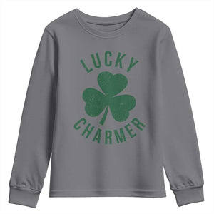 Funny Irish St Patricks Day Shamrock Youth Sweatshirt Lucky Charmer TS10 Charcoal Print Your Wear
