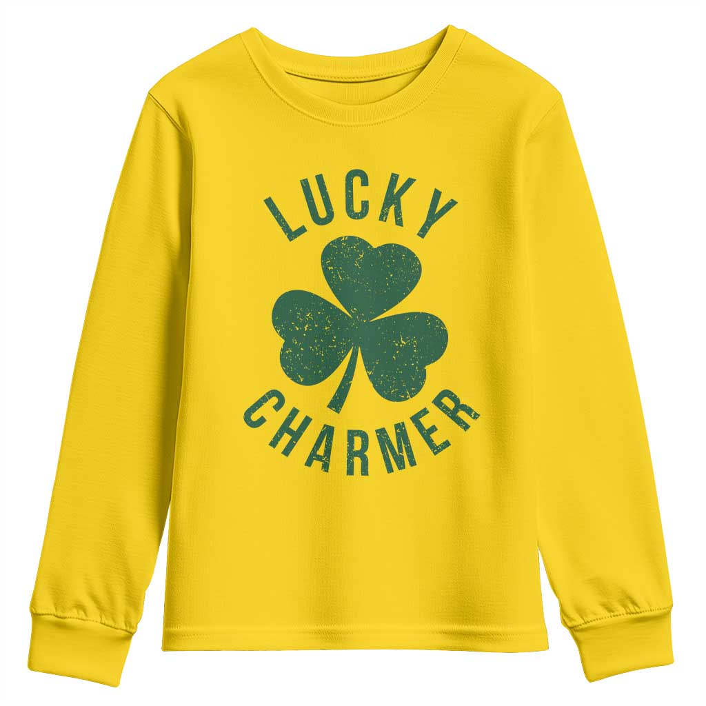Funny Irish St Patricks Day Shamrock Youth Sweatshirt Lucky Charmer TS10 Daisy Print Your Wear