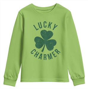 Funny Irish St Patricks Day Shamrock Youth Sweatshirt Lucky Charmer TS10 Lime Print Your Wear