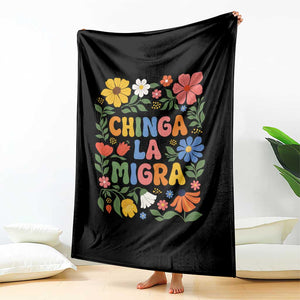 Chinga La Migra Throw Blanket Funny Boho Floral Resist Retro Pro Immigration TS10 Print Your Wear