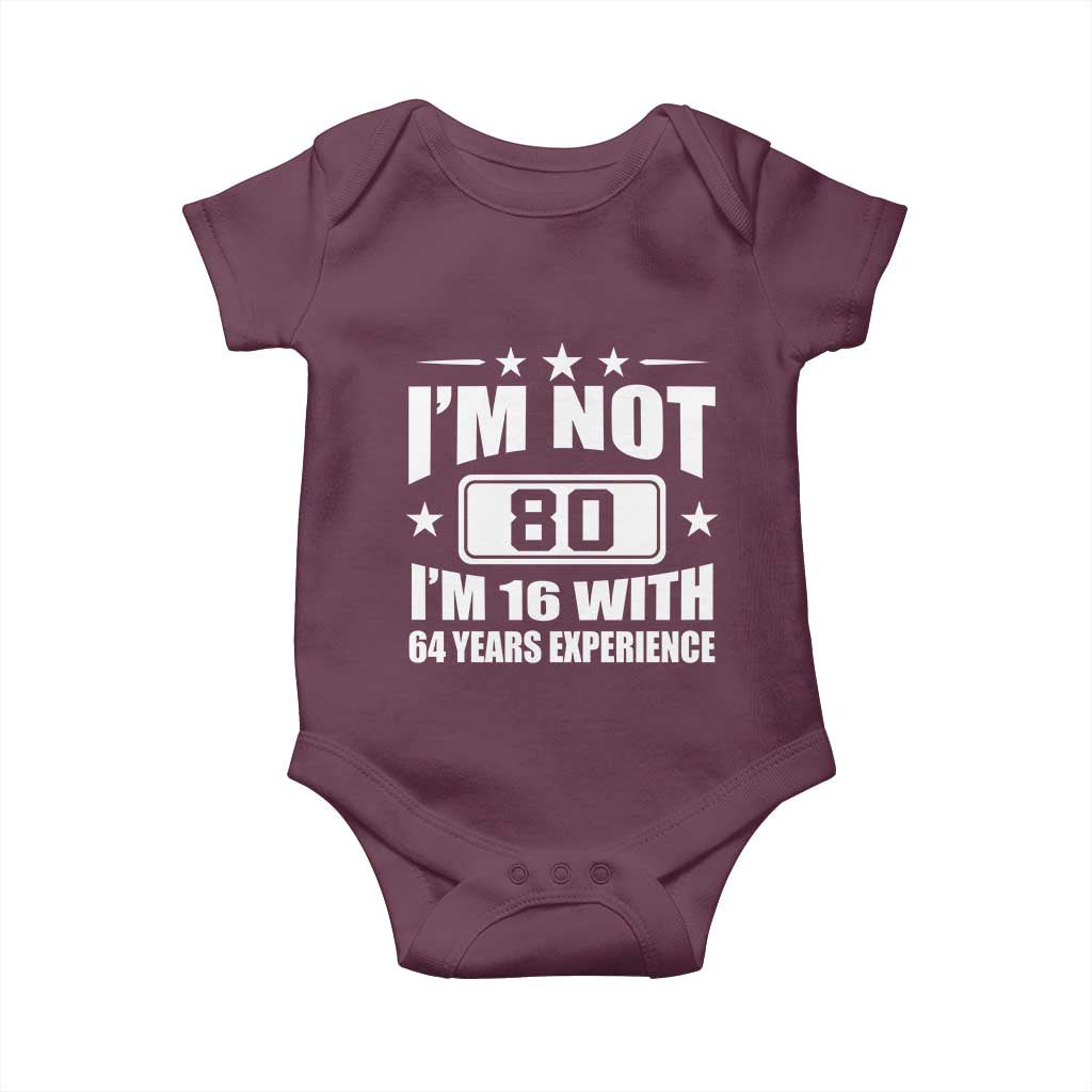 80th Birthday Baby Onesie Funny Saying 80 Year Old Gift TS10 Maroon Print Your Wear