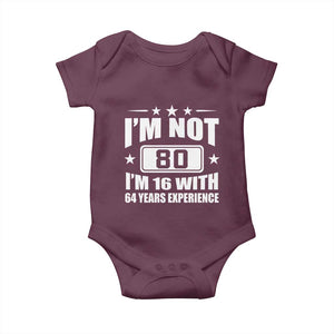 80th Birthday Baby Onesie Funny Saying 80 Year Old Gift TS10 Maroon Print Your Wear