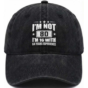 80th Birthday Washed Cotton Baseball Cap Funny Saying 80 Year Old Gift TS10 Print Your Wear