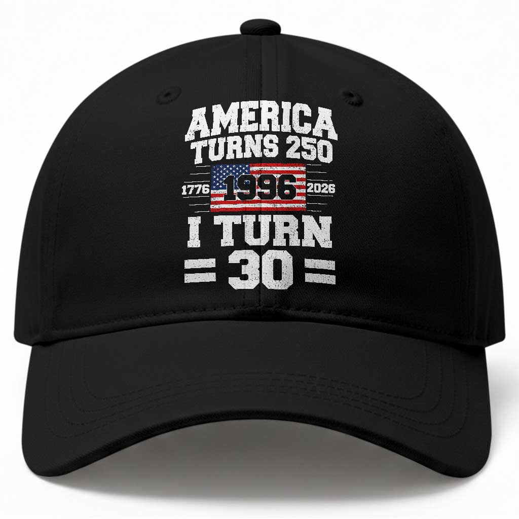 America Turns 250 I Turn 30 Baseball Cap Vintage 1996 30th Birthday 250th Anniversary USA Flag 30 Year Old Gift TS10 Print Your Wear