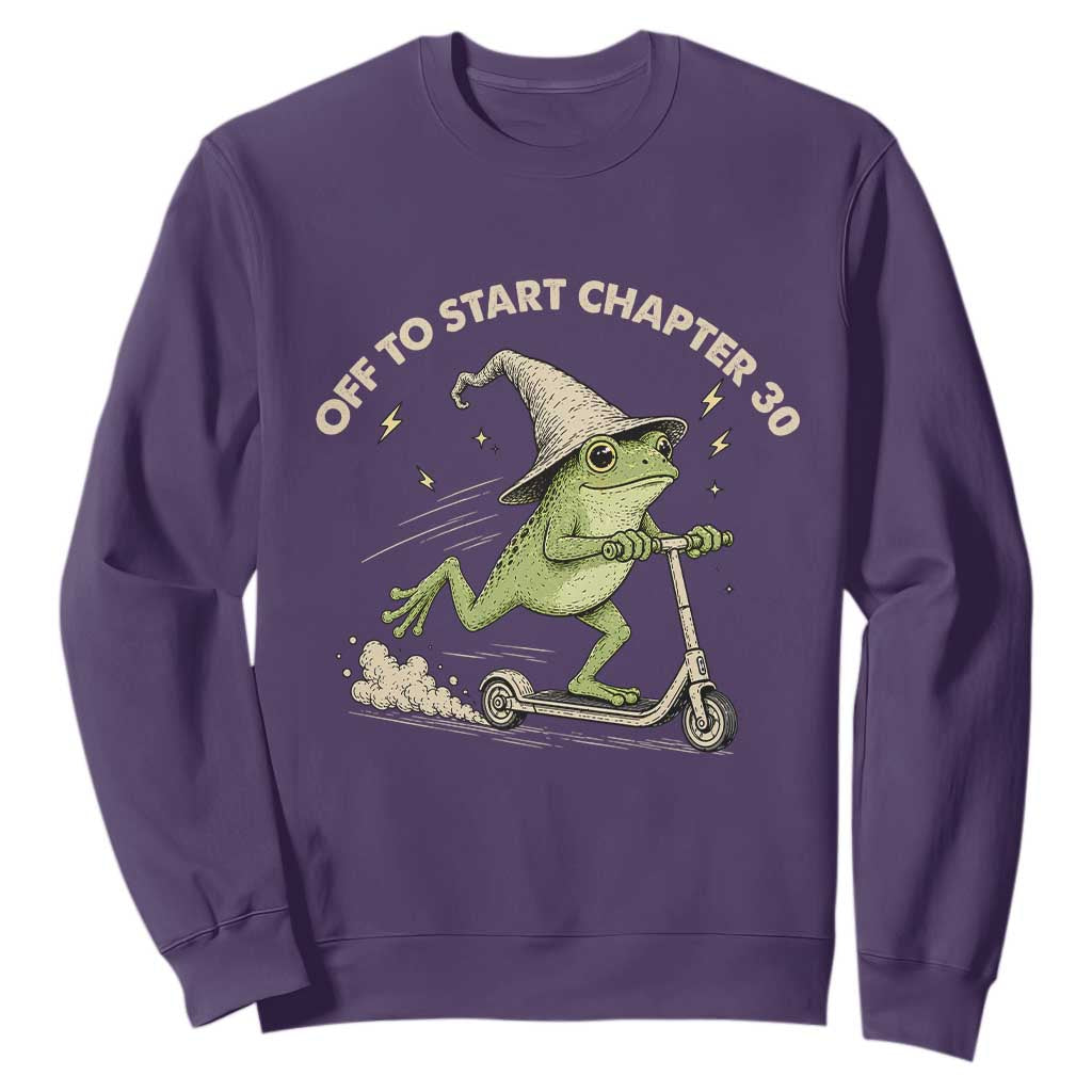30th Birthday Frog Sweatshirt Off To Start Chapter 30 TS10 Purple Print Your Wear