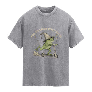 16th Birthday Frog Washed Cotton T-Shirt Funny 16 Year Old Gift