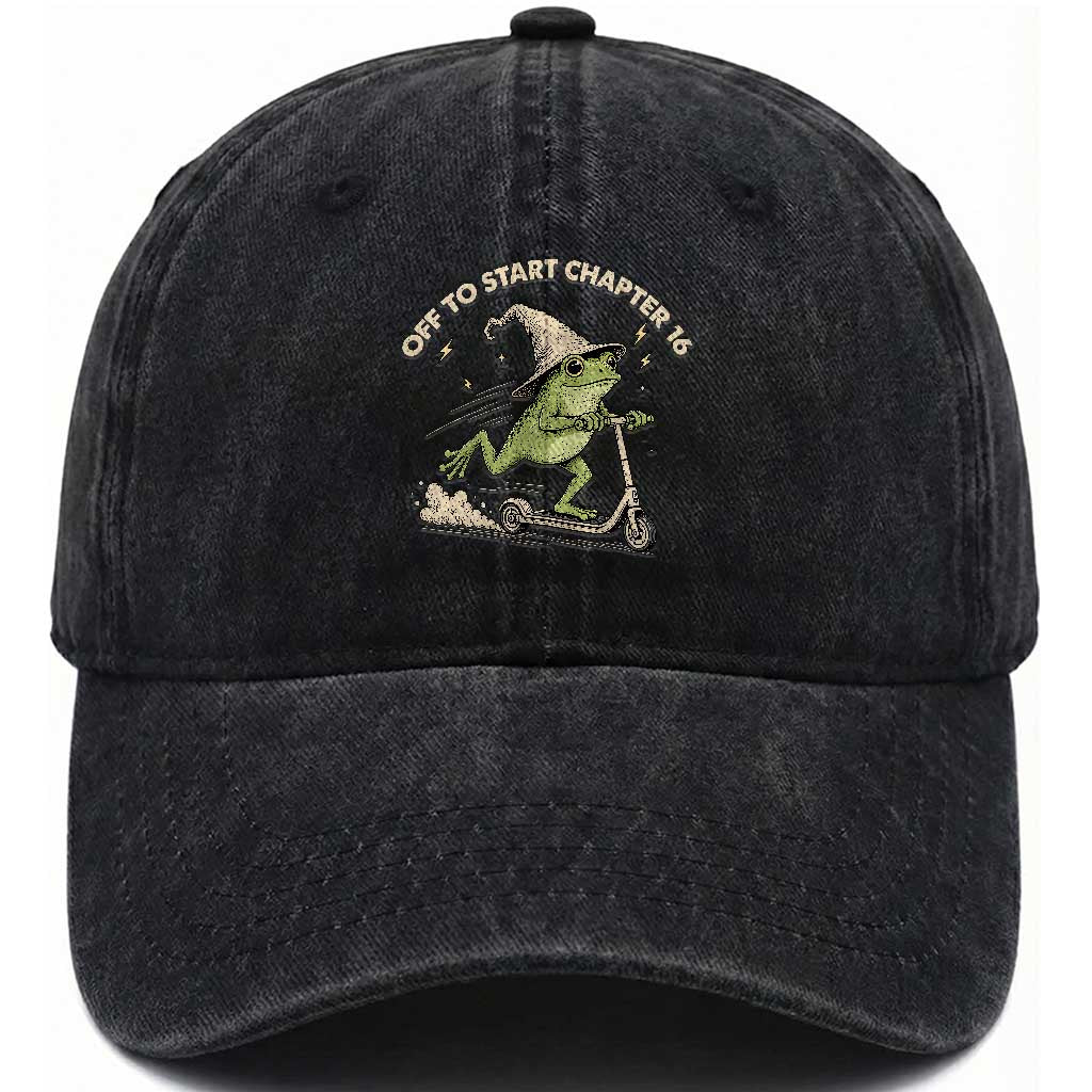 16th Birthday Frog Washed Cotton Baseball Cap Funny 16 Year Old Gift