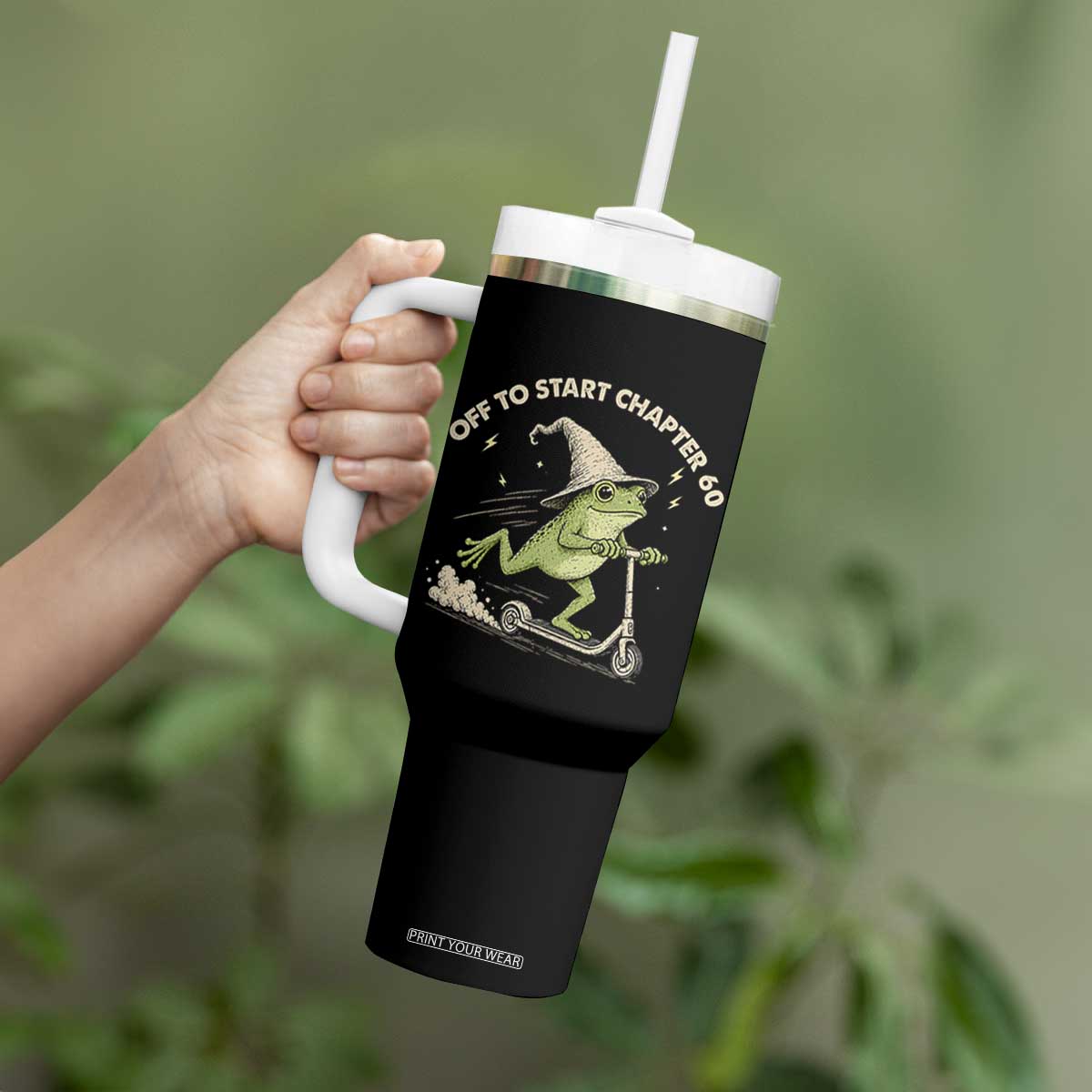 60th Birthday Frog Tumbler With Handle Funny 60 Year Old Gift