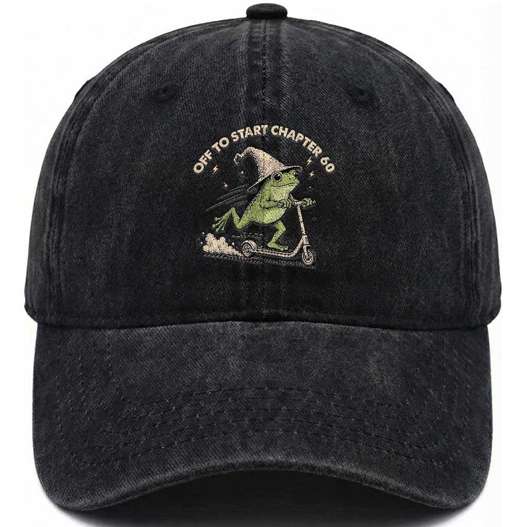 60th Birthday Frog Washed Cotton Baseball Cap Funny 60 Year Old Gift