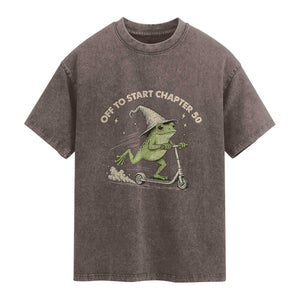 50th Birthday Frog Washed Cotton T-Shirt Funny 50 Year Old Gift