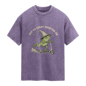 40th Birthday Frog Washed Cotton T-Shirt Funny 40 Year Old Gift