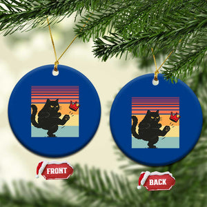 No Kings Black Cat Ceramic Ornament Funny Kitten Social Justice TS10 1pc Blue Print Your Wear