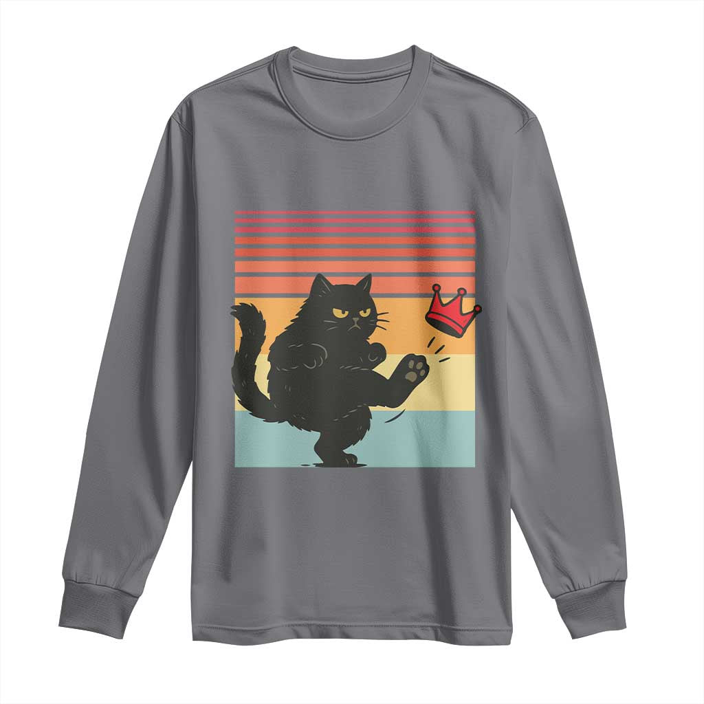 No Kings Black Cat Long Sleeve Shirt Funny Kitten Social Justice TS10 Charcoal Print Your Wear