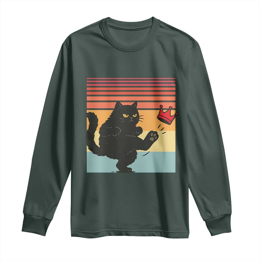 No Kings Black Cat Long Sleeve Shirt Funny Kitten Social Justice TS10 Dark Forest Green Print Your Wear