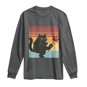 No Kings Black Cat Long Sleeve Shirt Funny Kitten Social Justice TS10 Dark Heather Print Your Wear
