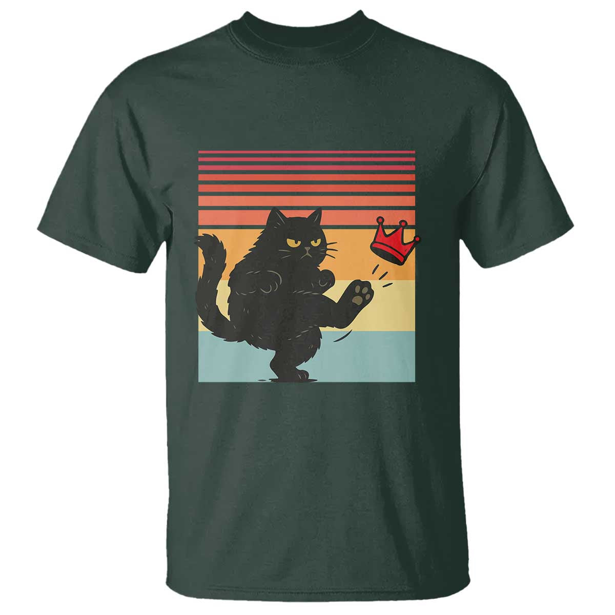 No Kings Black Cat T Shirt Funny Kitten Social Justice TS10 Dark Forest Green Print Your Wear