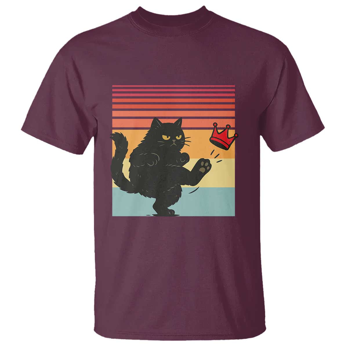 No Kings Black Cat T Shirt Funny Kitten Social Justice TS10 Maroon Print Your Wear