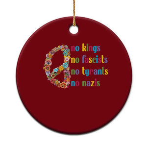 No Kings No Fascists Ceramic Ornament Floral Peace Sign Social Justice TS10 1pc Red Print Your Wear