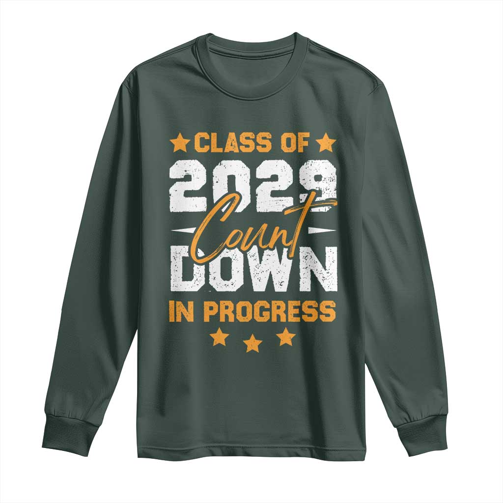 Class Of 2029 Count Down Graduating Long Sleeve Shirt TS10 Dark Forest Green Print Your Wear