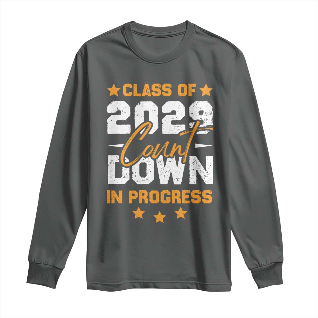 Class Of 2029 Count Down Graduating Long Sleeve Shirt TS10 Dark Heather Print Your Wear