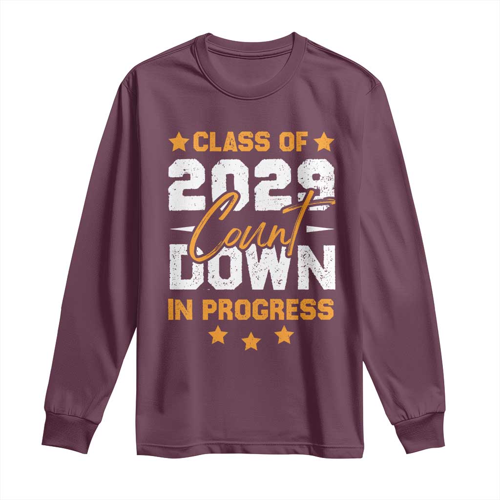 Class Of 2029 Count Down Graduating Long Sleeve Shirt TS10 Maroon Print Your Wear