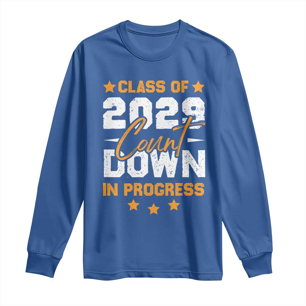 Class Of 2029 Count Down Graduating Long Sleeve Shirt TS10 Royal Blue Print Your Wear