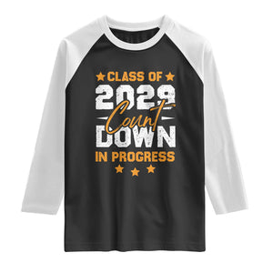 Class Of 2029 Count Down Graduating Raglan Shirt TS10 Black White Print Your Wear